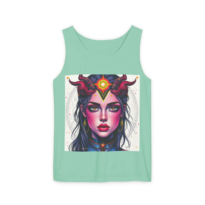 Unisex Garment-Dyed, Tank Top, Virgo Design, Pop Art, 100% US cotton