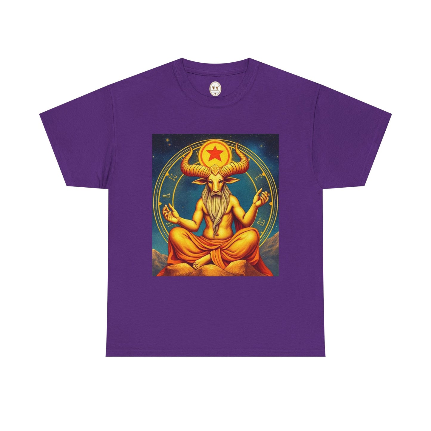 Unisex Heavy Cotton T-Shirt, Meditating Bull, Taurus Zodiac Design