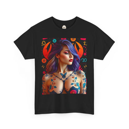Unisex Heavy Cotton T-Shirt, Cancer, Zodiac, Sexy Art
