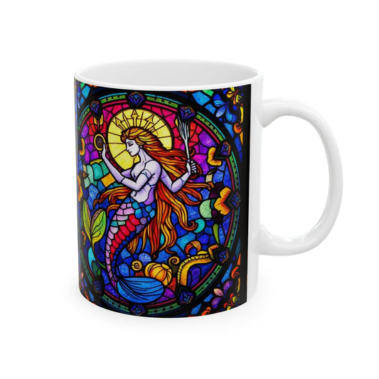 Ceramic Mug, (11oz, 15oz), Ceramic Coffee Mug, AOP, Glass Design, Aquarius Zodiac