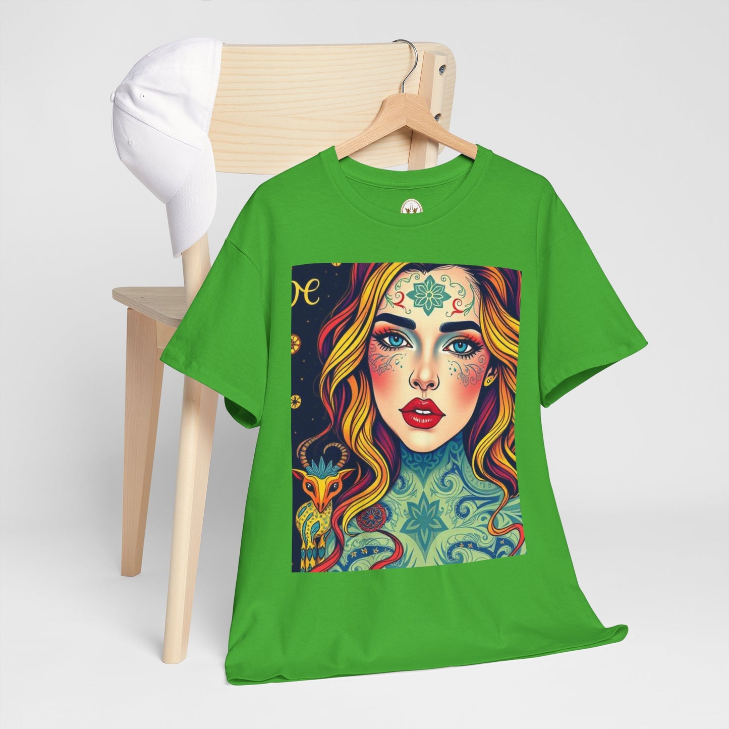 Unisex Heavy Cotton T-Shirt, Aquarius, Zodiac v2, Sexy Art