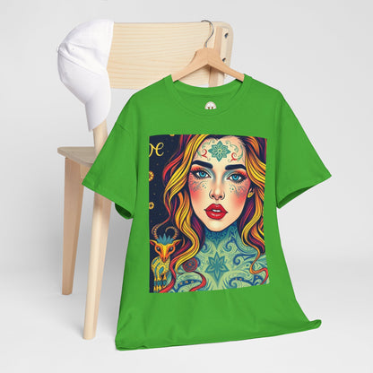 Unisex Heavy Cotton T-Shirt, Aquarius, Zodiac v2, Sexy Art