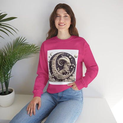 Unisex Heavy Blend™ Crewneck Sweatshirt, Stone Moon, Capricorn Zodiac Design