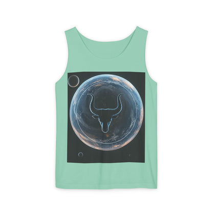 Unisex Garment-Dyed, Tank Top, Taurus Design, Planet Animal v1, 100% US cotton