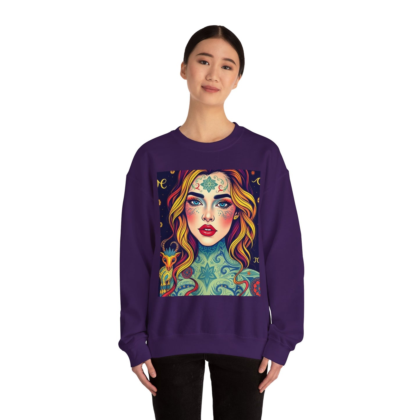 Unisex Heavy Blend™ Crewneck Sweatshirt, Aquarius, Zodiac, Sexy Pattern