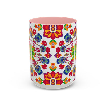 Accent Coffee Mug, Libra, Zodiac v1, Flower Pattern, (11, 15oz)