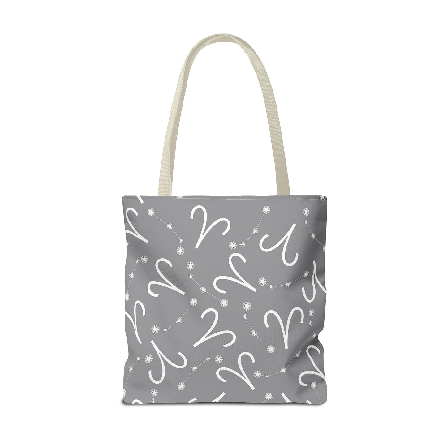 Tote Bag, Aries Zodiac Sign, AOP, (Grey, White)