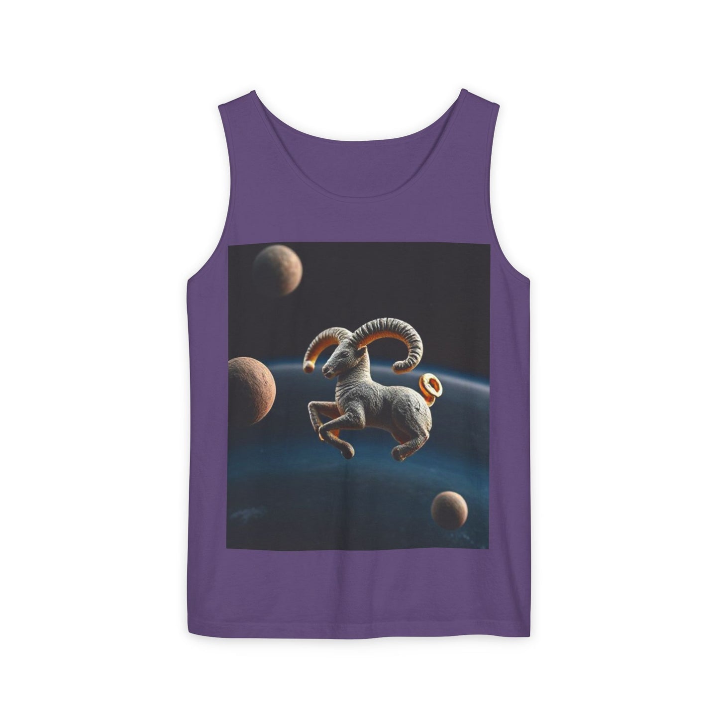 Unisex Garment-Dyed, Tank Top, Aries Design, Planet Animal v1, 100% US cotton