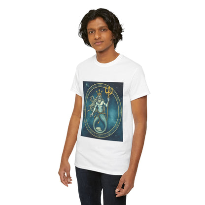 Unisex Heavy Cotton T-Shirt, Aquarius God 6v, Zodiac Design