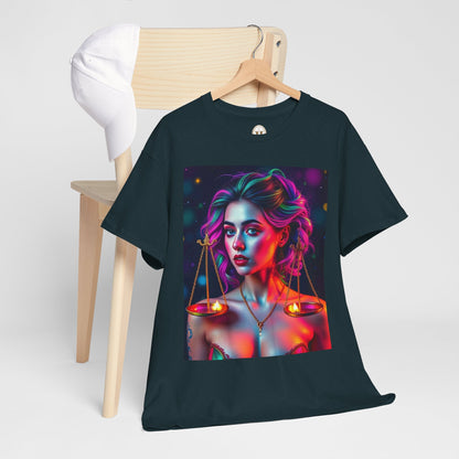Unisex Heavy Cotton T-Shirt, Libra, Zodiac v3, Sexy Art