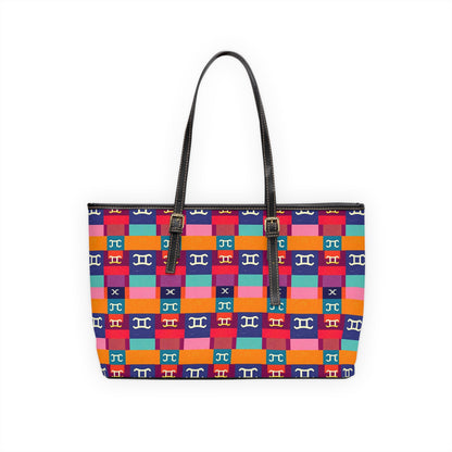 Leather Shoulder Bag, Gemini, Zodiac v3, Shapes Pattern