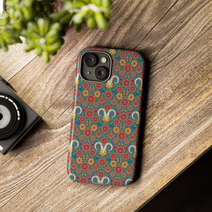 Tough Cases, Aries, Zodiac v3, Flower Pattern