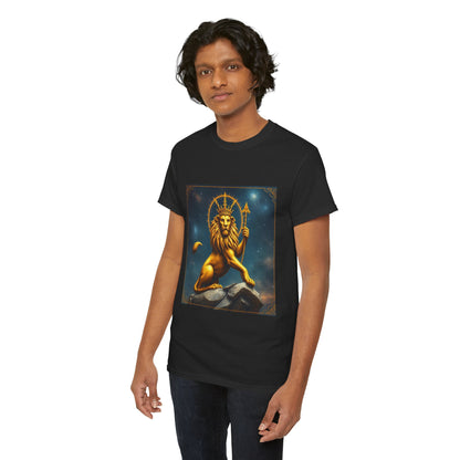 Unisex Heavy Cotton T-Shirt, King of Lions, Leo Zodiac Design