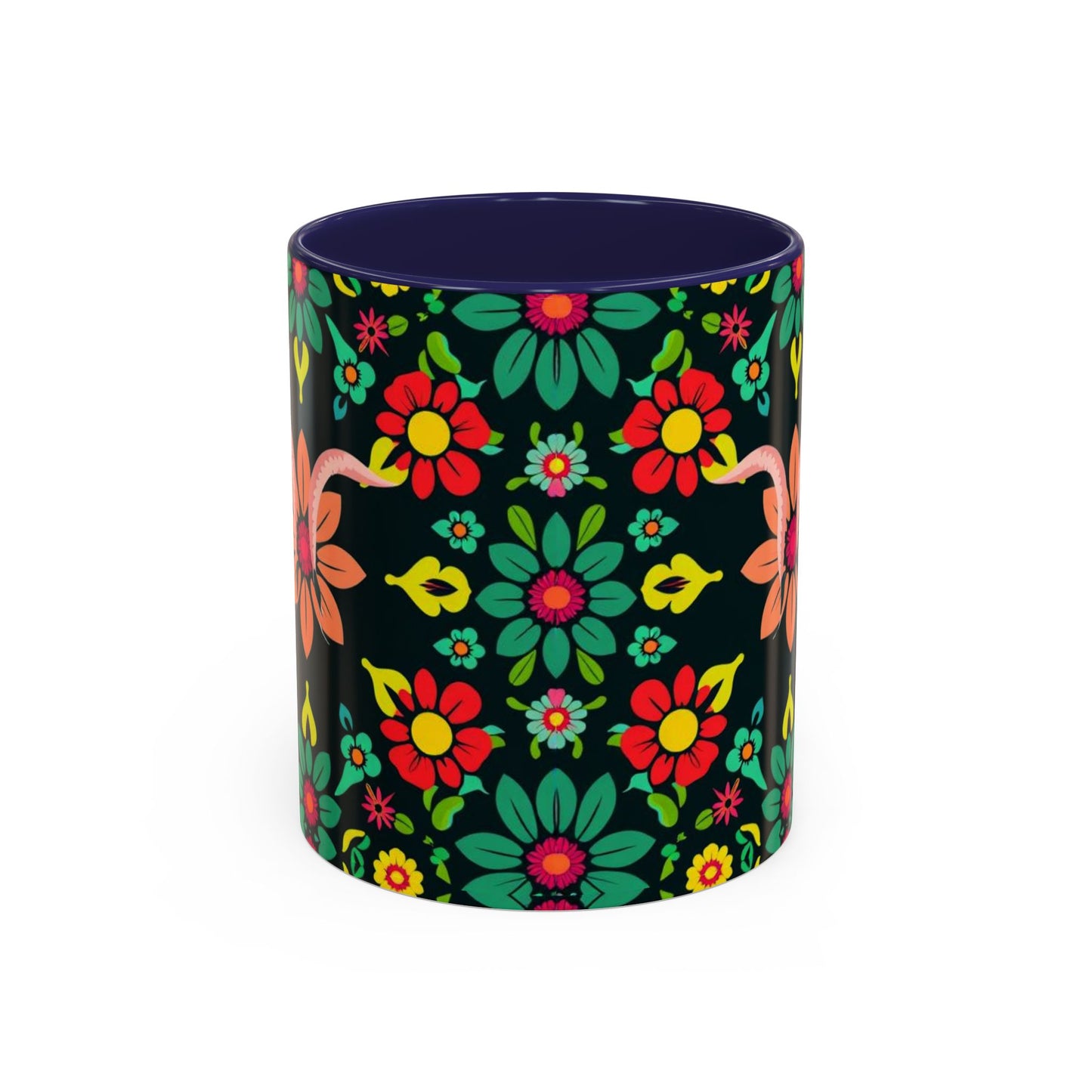 Accent Coffee Mug, Aquarius, Zodiac v4, Flower Pattern, (11, 15oz)