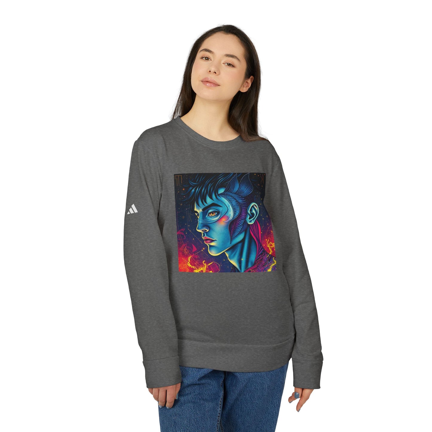 Adidas, Unisex Fleece Crewneck Sweatshirt, Pisces, Pop Art, Zodiac
