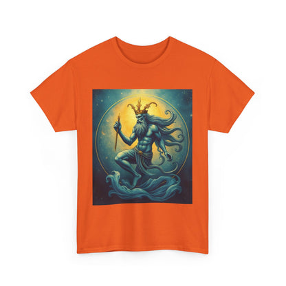 Unisex Heavy Cotton T-Shirt, Aquarius God, Zodiac Design