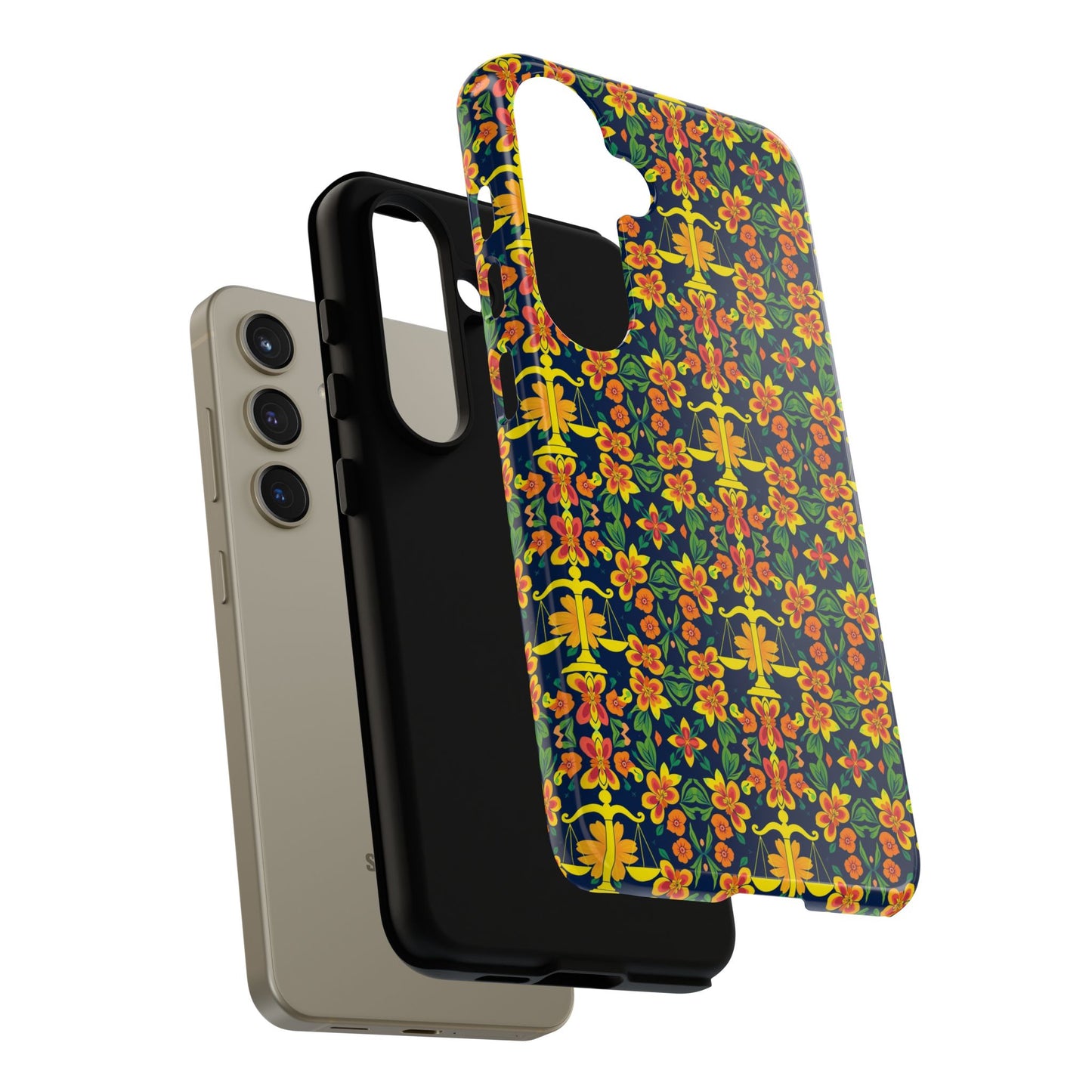 Tough Cases, Libra, Zodiac v3, Flower Pattern