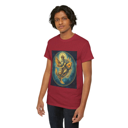 Unisex Heavy Cotton T-Shirt, Pisces King v1, Zodiac Design