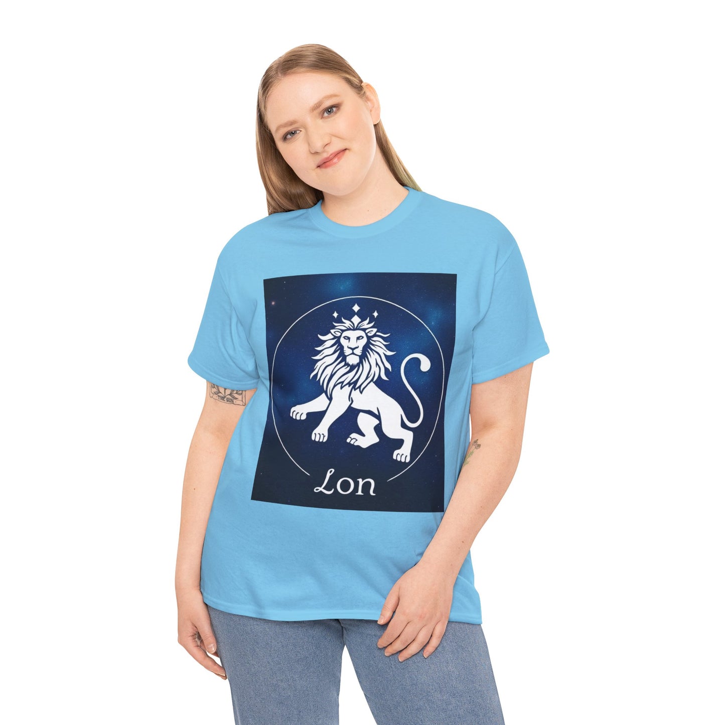 Unisex Heavy Cotton T-Shirt, Space Lion v1, Leo Zodiac Design