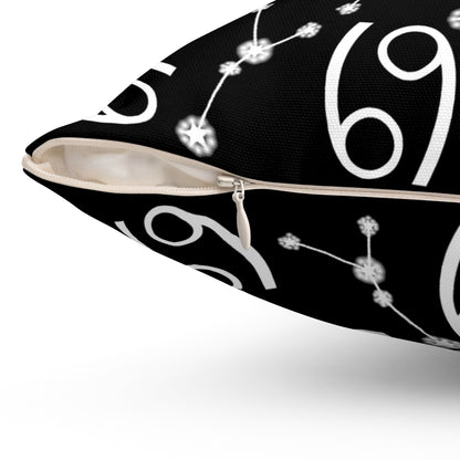 Zodiac Spun Polyester Square Pillow Cancer Zodiac Sign Black Pillow