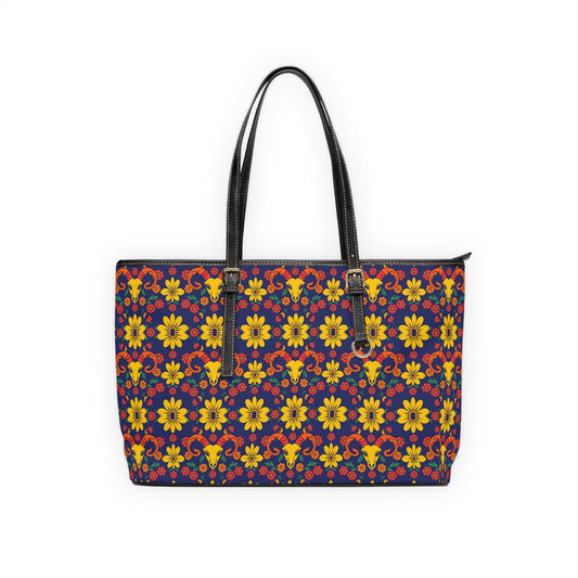 Leather Shoulder Bag, Aries, Zodiac v2, Flower Pattern