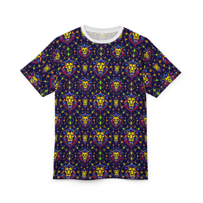 Unisex Cut & Sew T-Shirt, (AOP), Leo, Zodiac v1, Jewels Pattern