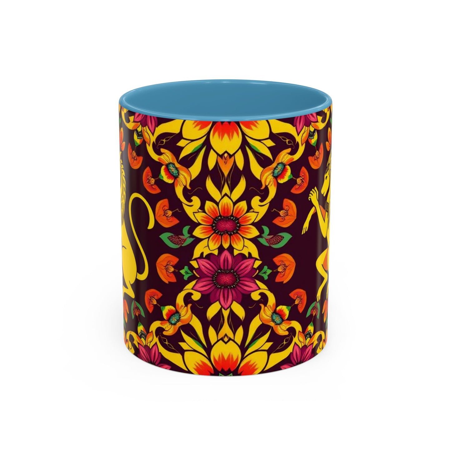 Accent Coffee Mug, Virgo, Zodiac v1. Flower Pattern, (11, 15oz)