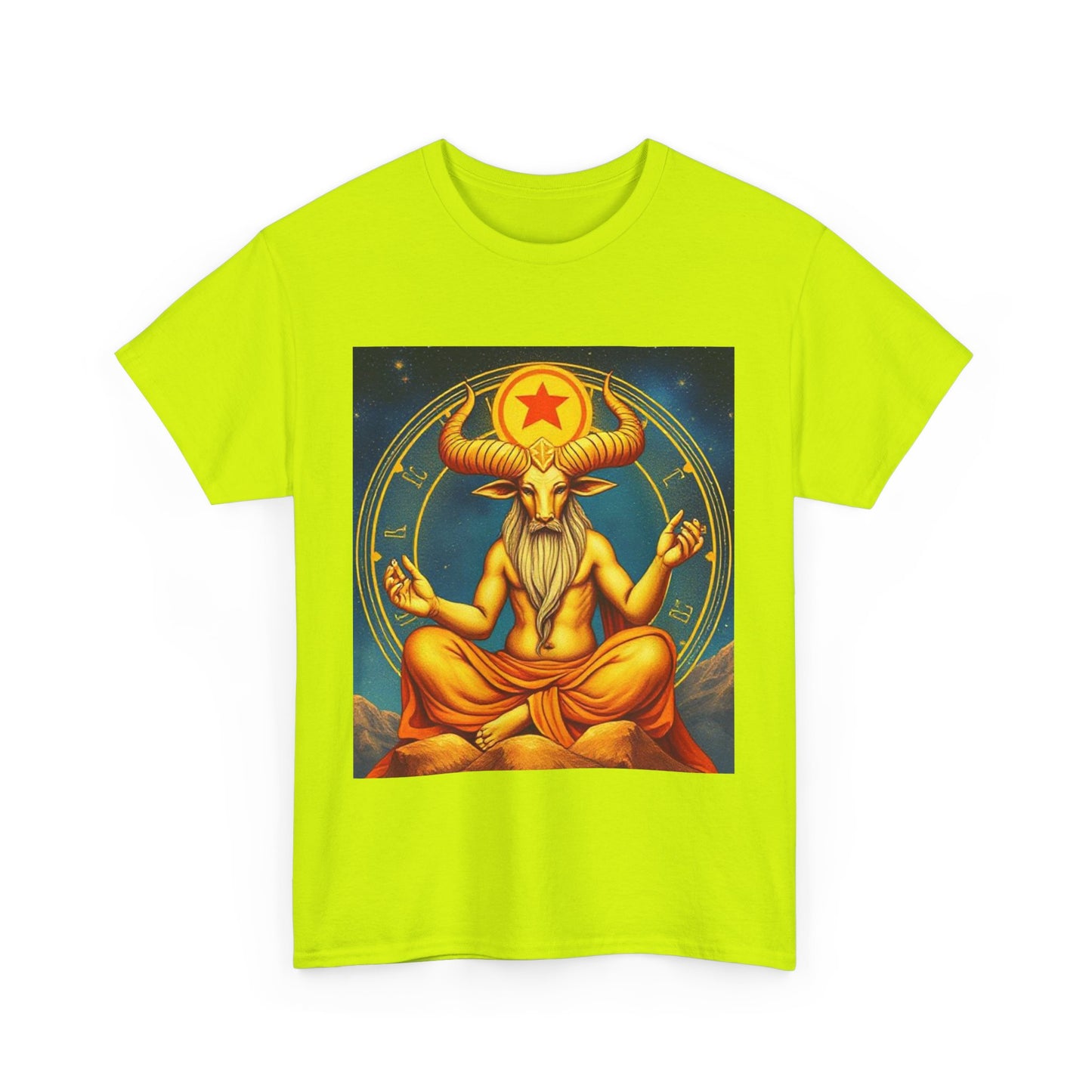 Unisex Heavy Cotton T-Shirt, Meditating Bull, Taurus Zodiac Design