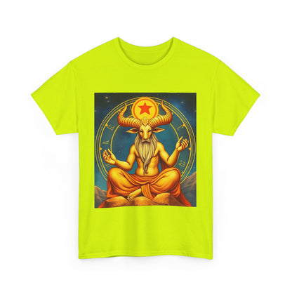 Unisex Heavy Cotton T-Shirt, Meditating Bull, Taurus Zodiac Design