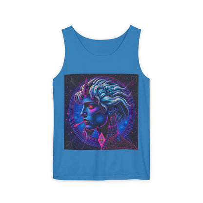Unisex Garment-Dyed, Tank Top, Gemini, Pop Art v1, 100% US cotton