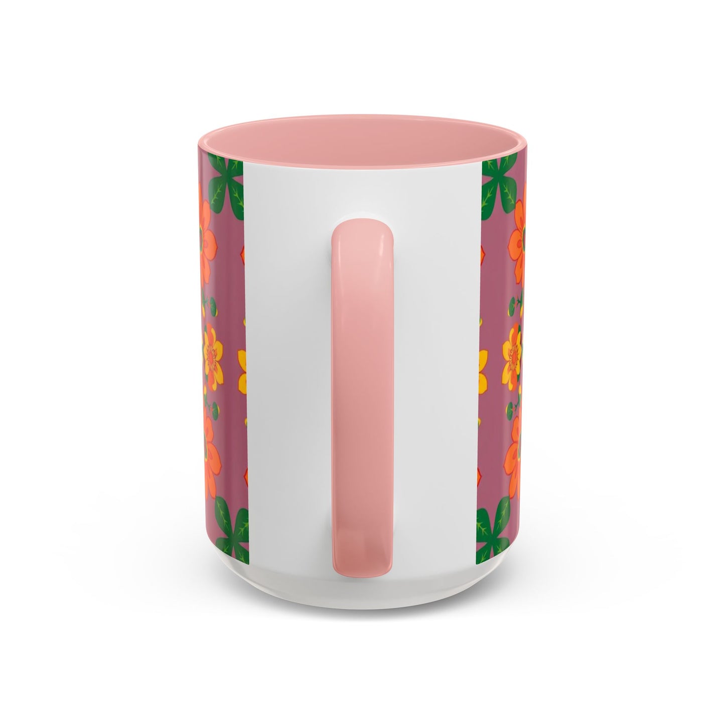 Accent Coffee Mug, Aries, Zodiac v1, Flower Pattern, (11, 15oz)