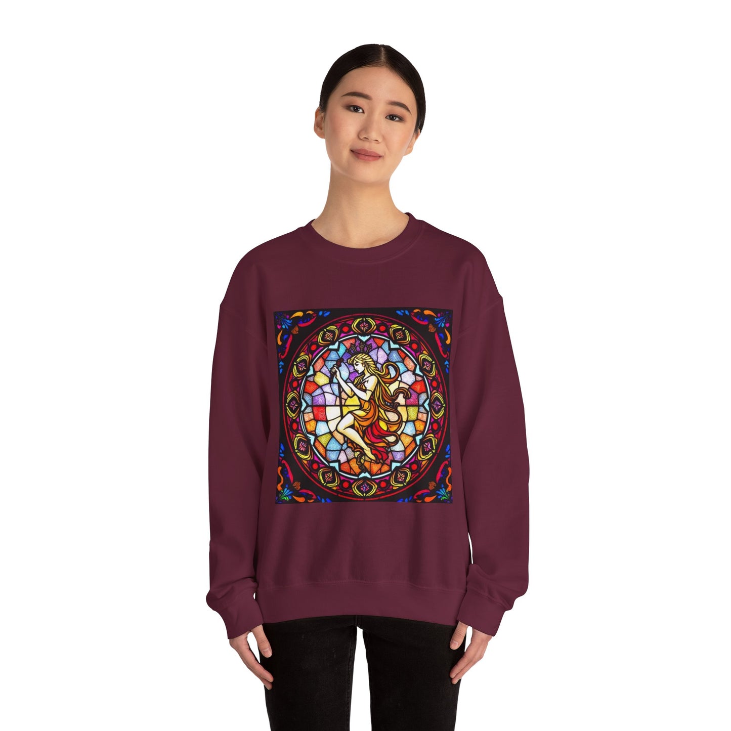 Unisex Heavy Blend™ Crewneck Sweatshirt, Glass, Virgo Zodiac Design