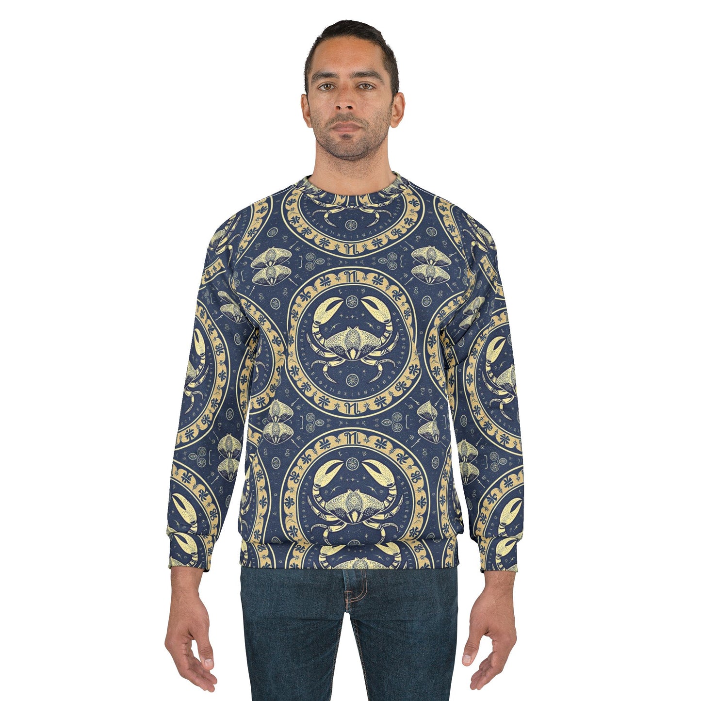 Unisex Sweatshirt, Zodiac Design, Pattern v1, Cancer, AOP
