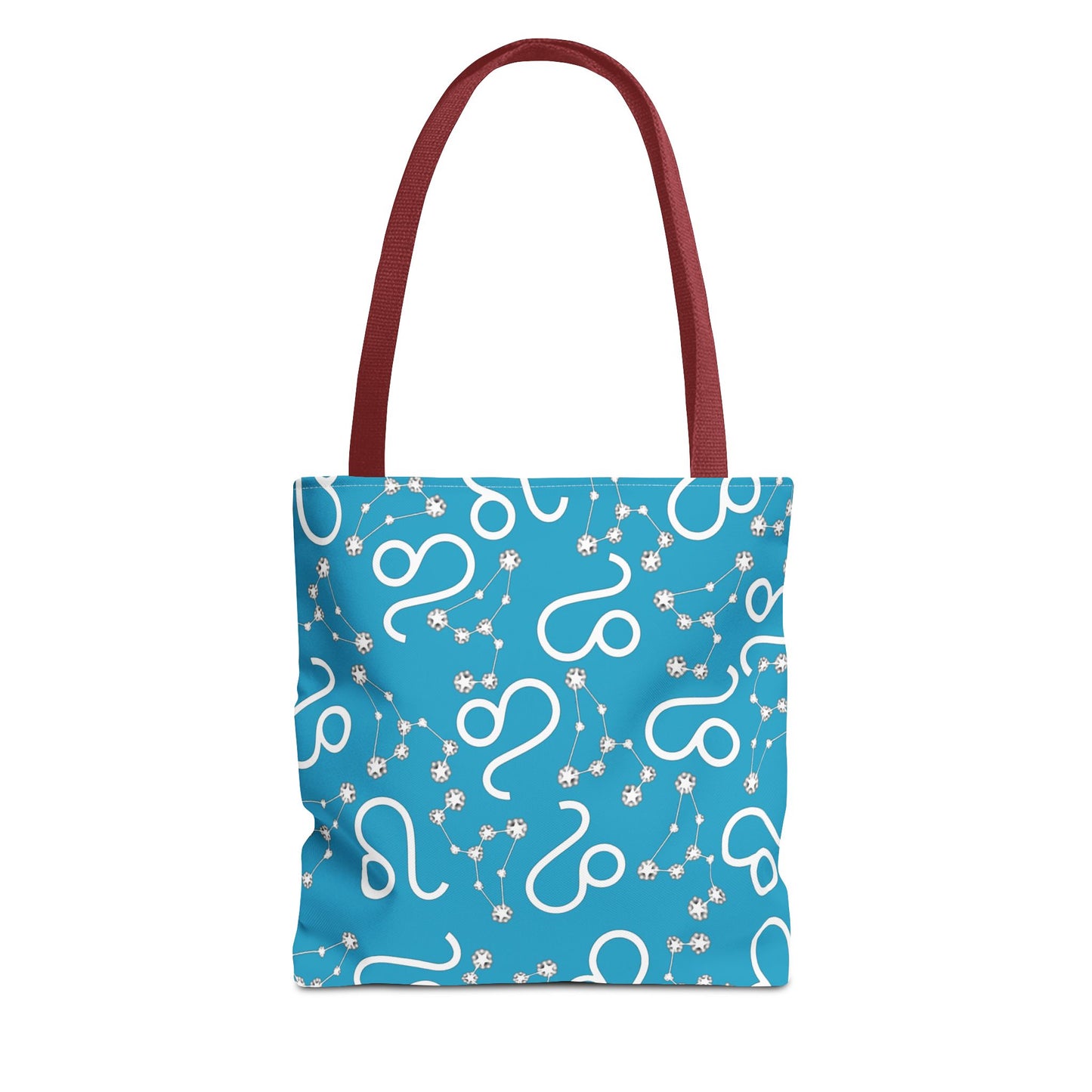 Tote Bag, Leo Zodiac Sign, AOP, (Turquoise, White)