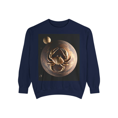 Garment-Dyed Sweatshirt, Unisex, Space Animal Design v1, Cancer