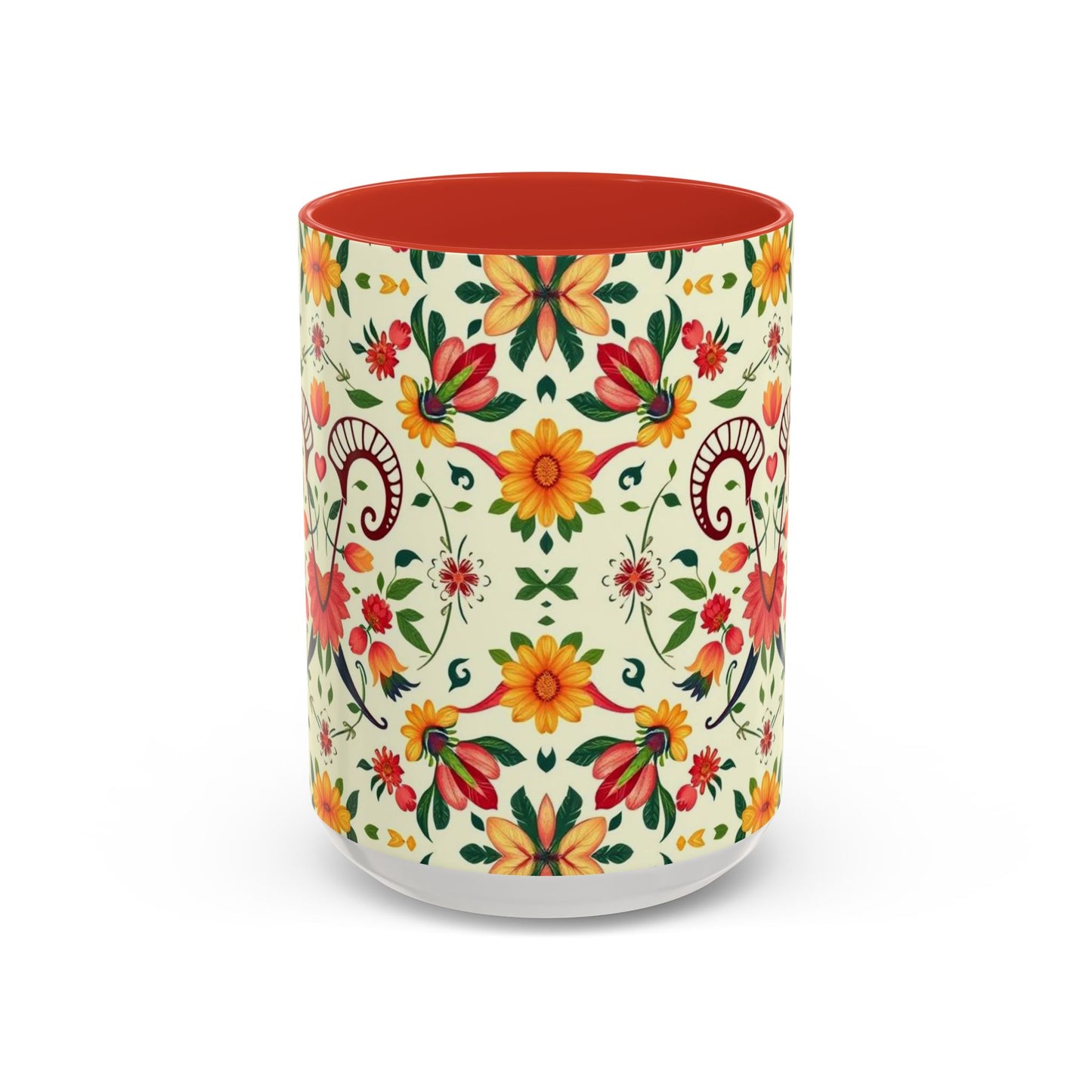 Accent Coffee Mug, Aries, Zodiac, Flower Pattern, (11, 15oz)