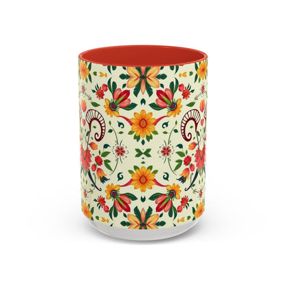 Accent Coffee Mug, Aries, Zodiac, Flower Pattern, (11, 15oz)