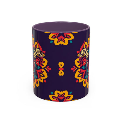 Accent Coffee Mug, Taurus, Zodiac v4. Flower Pattern, (11, 15oz)