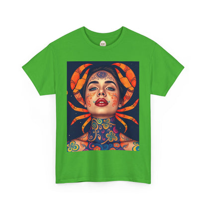 Unisex Heavy Cotton T-Shirt, Cancer, Zodiac v2, Sexy Art