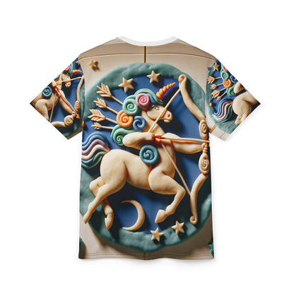 Unisex Cut & Sew T-Shirt (AOP),Play Horse, Sagittarius Zodiac Design, Regular fit, 100% Polyester