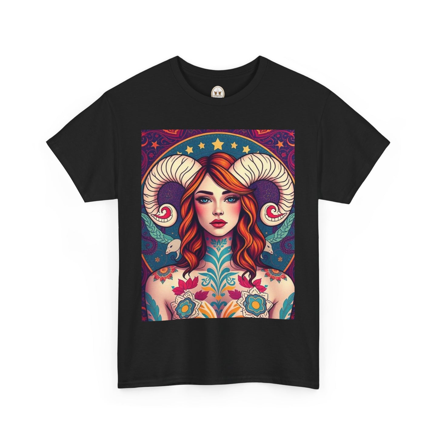 Unisex Heavy Cotton T-Shirt, Aries, Zodiac v1, Sexy Art