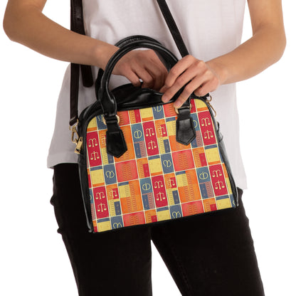 Shoulder Handbag, Libra, Zodiac, Shapes Pattern