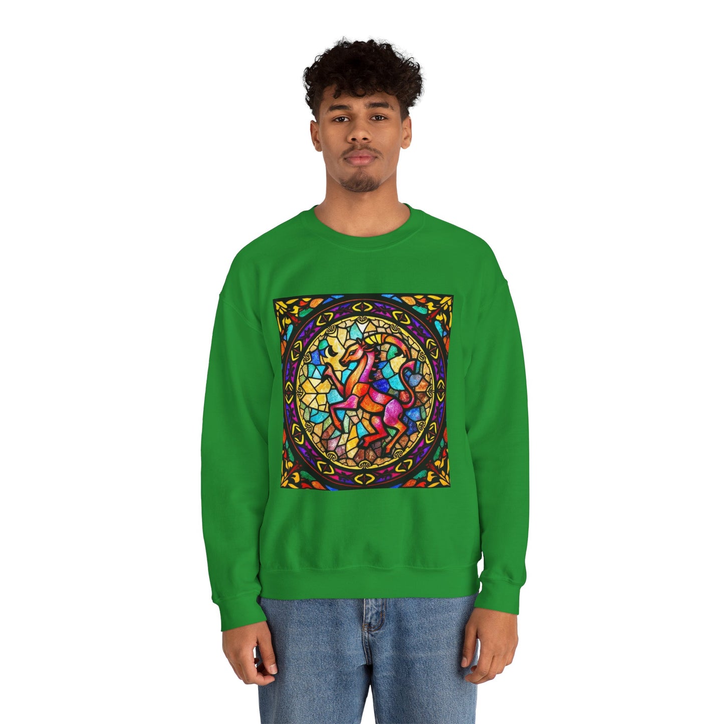 Unisex Heavy Blend™ Crewneck Sweatshirt, Glass, Aries Zodiac Design