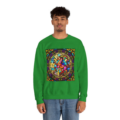 Unisex Heavy Blend™ Crewneck Sweatshirt, Glass, Aries Zodiac Design