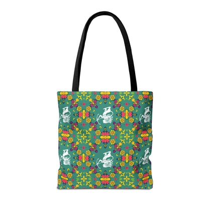 Tote Bag, (AOP), Sagittarius, Zodiac v6, Flower Pattern