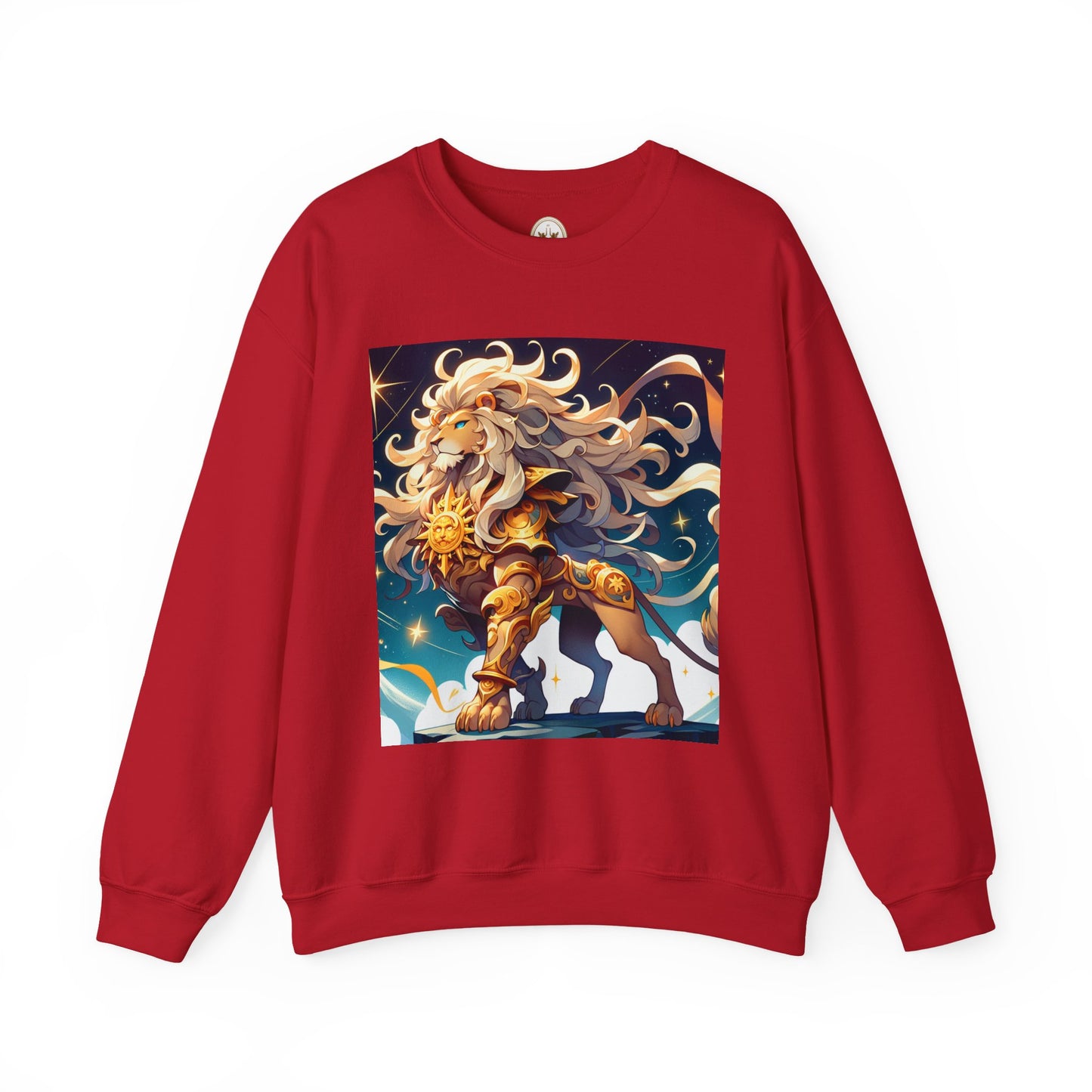 Unisex Heavy Blend™ Crewneck Sweatshirt,Cool Lion with White Hair, Leo Zodiac Design