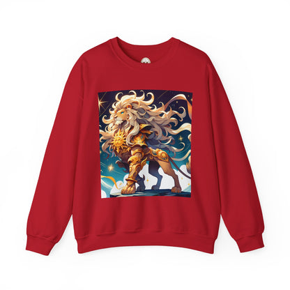 Unisex Heavy Blend™ Crewneck Sweatshirt,Cool Lion with White Hair, Leo Zodiac Design