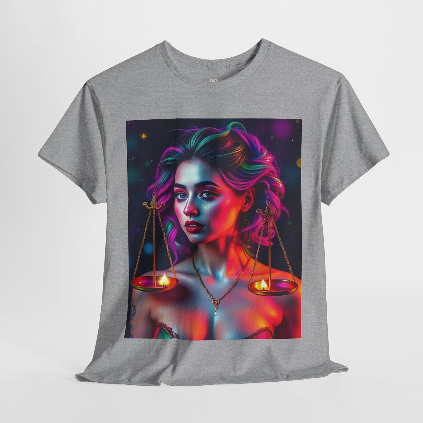 Unisex Heavy Cotton T-Shirt, Libra, Zodiac v3, Sexy Art
