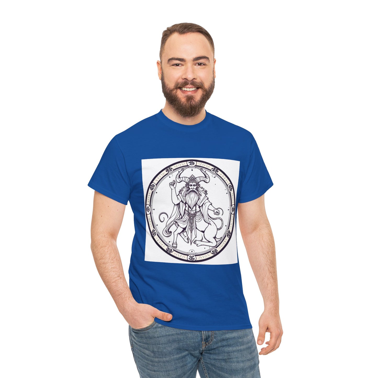 Unisex Heavy Cotton T-Shirt, Bull Centaur v1, Taurus Zodiac Design