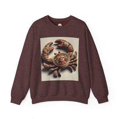 Unisex Heavy Blend™ Crewneck Sweatshirt, Crab Artifact, Cancer Zodiac Design